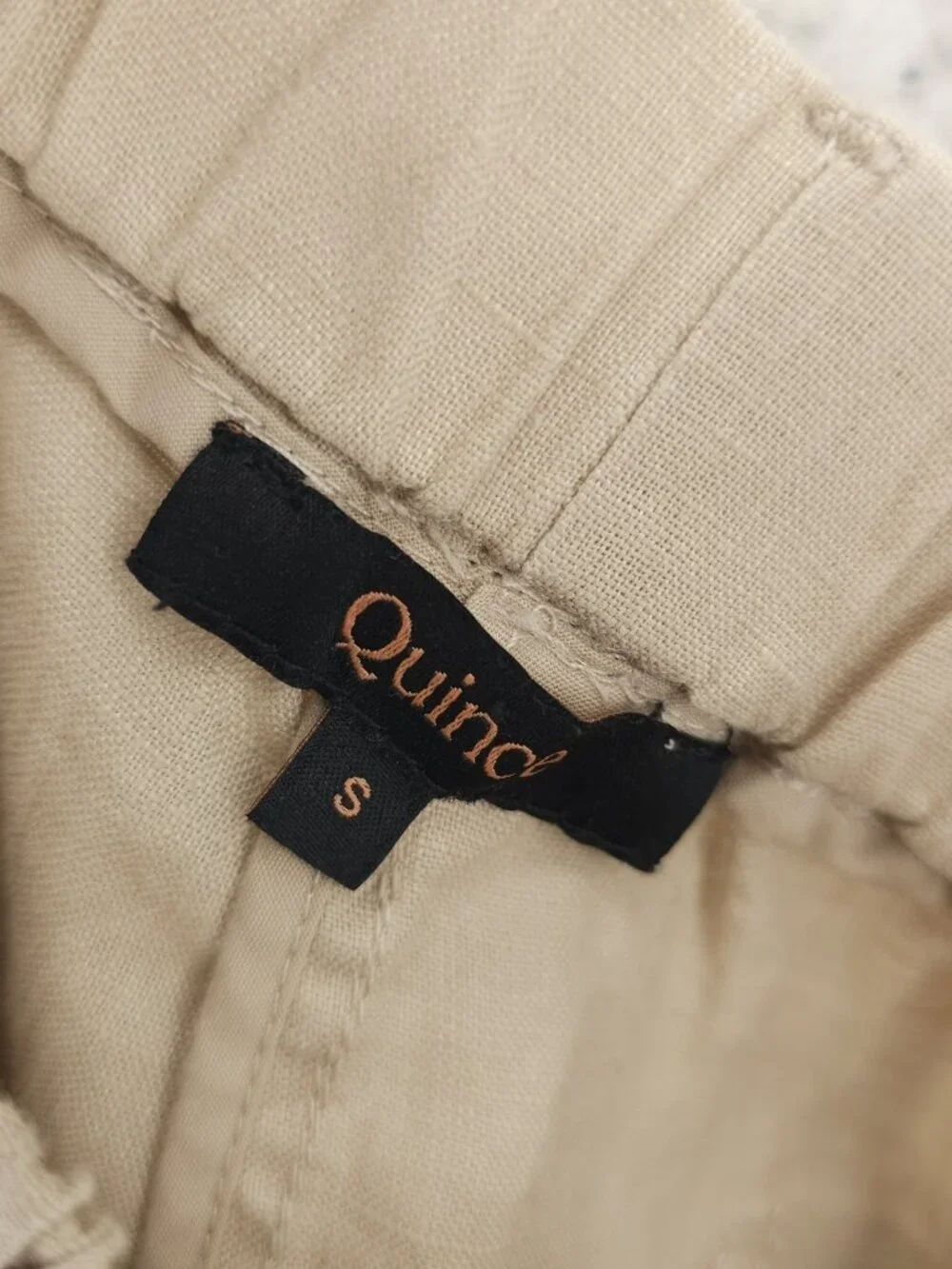 QUINCE 100% European Linen Pants DRIFTWOOD Beige Elastic Waist Size SMALL
